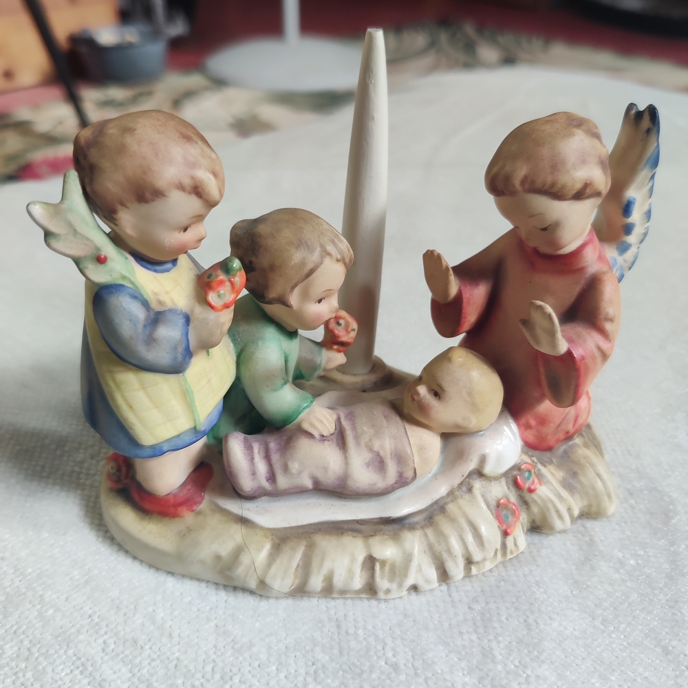 Goebel Hummel Silent Night Nativity Candle Holder Figurine 54 Angel Baby Jesus